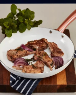 Tower Linear White & Rose Gold 2 Piece Frying Pan -Home Furnishings Store p01dh055505c