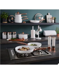 Tower Linear White & Rose Gold 2 Piece Frying Pan -Home Furnishings Store p01dh055508c