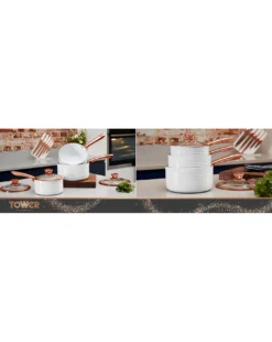 Tower Linear White & Rose Gold 3 Piece Saucepan Set -Home Furnishings Store p01dh056503c