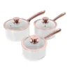 Tower Linear White & Rose Gold 3 Piece Saucepan Set