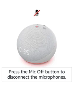 Amazon Echo Dot (4th Gen), Smart Speaker With Clock And Alexa - Glacier White -Home Furnishings Store t01ha619502s