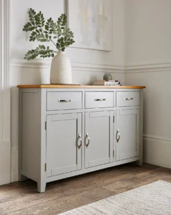 Norfolk Two Tone Oak And Oak Veneer 3 Door 3 Drawer Sideboard