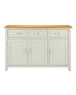 Norfolk Two Tone Oak And Oak Veneer 3 Door 3 Drawer Sideboard -Home Furnishings Store t01xk702503s