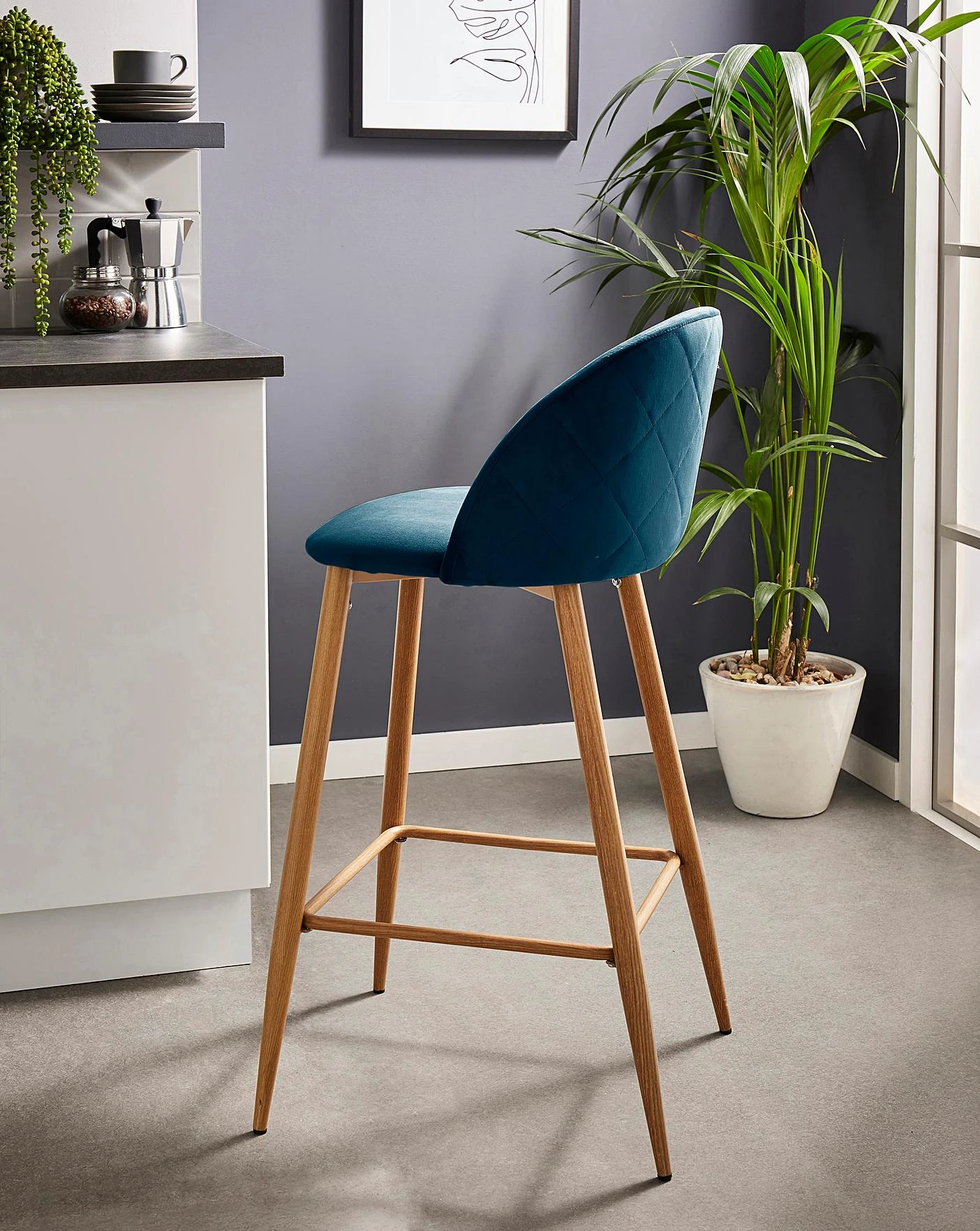 Klara Velvet Bar Stool 2 Klara Velvet Bar Stool - Image 2