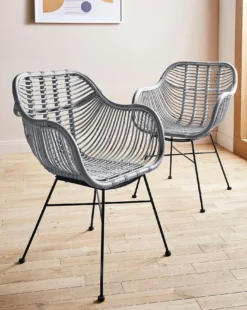 Emilio Pair Of Rattan Dining Chairs