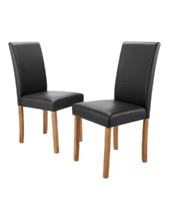 Classic Faux Leather Pair Of Dining Chairs