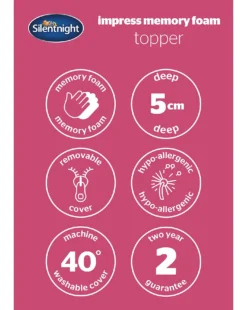 Silentnight Impress Memory Foam 5cm Mattress Topper -Home Furnishings Store u01vu766503c