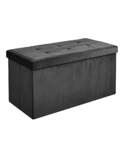 Black Velvet Storage Ottoman -Home Furnishings Store v01gg496506s