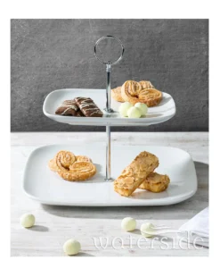 White Square 2-Tier Cake Stand