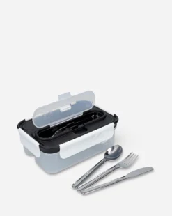 Built Lunch Box With Cutlery Black