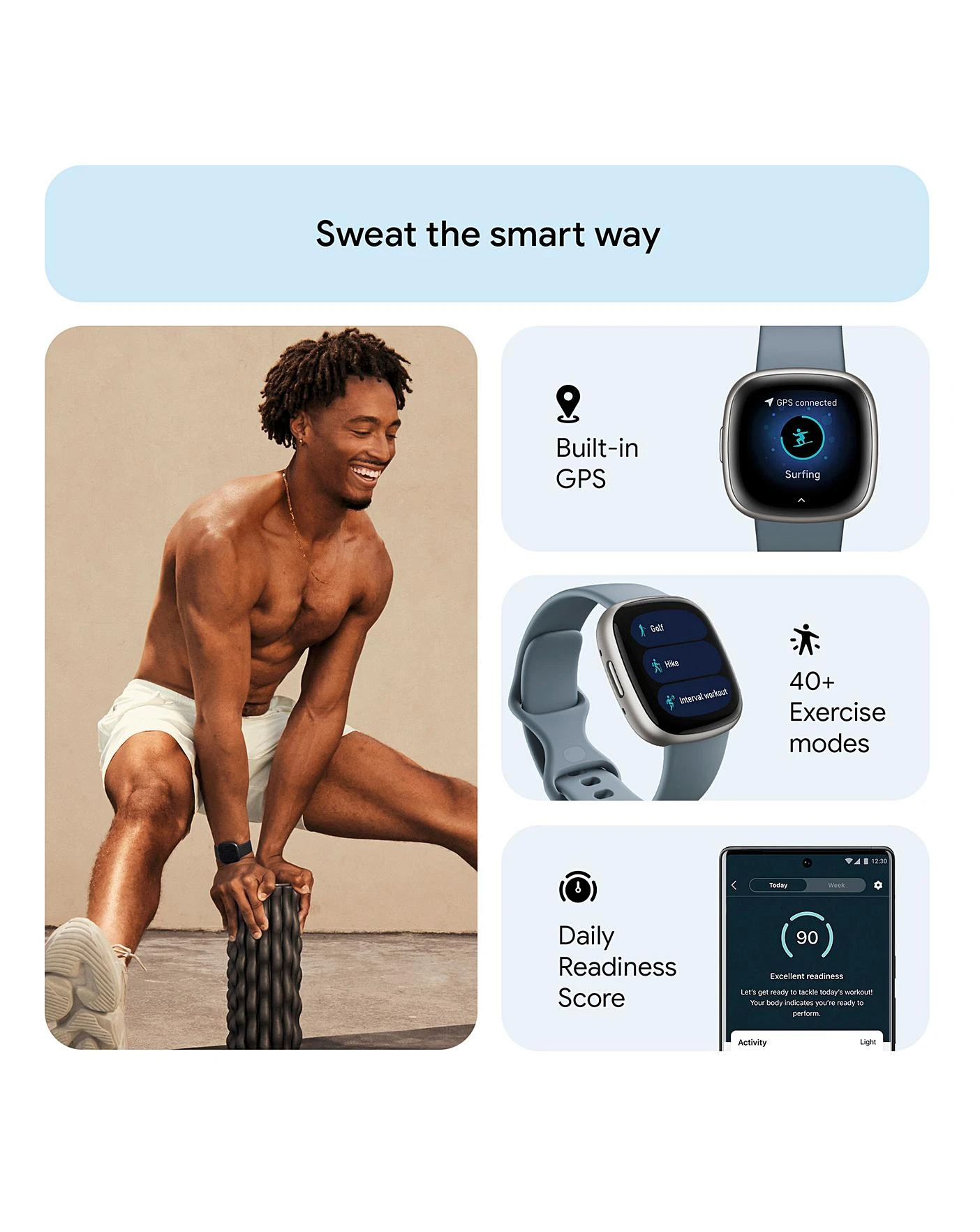 Fitbit Versa 4 Smart Watch - Waterfall Blue 4 Fitbit Versa 4 Smart Watch - Waterfall Blue - Image 4