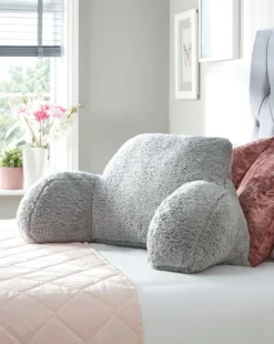 Teddy Fleece Cuddle Cushion Grey