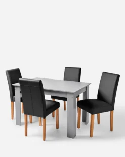 Dakota Small Dining Table With 4 Ava Faux Leather Chairs