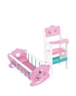 Tooky Toy Wooden High Chair And Cradle Set