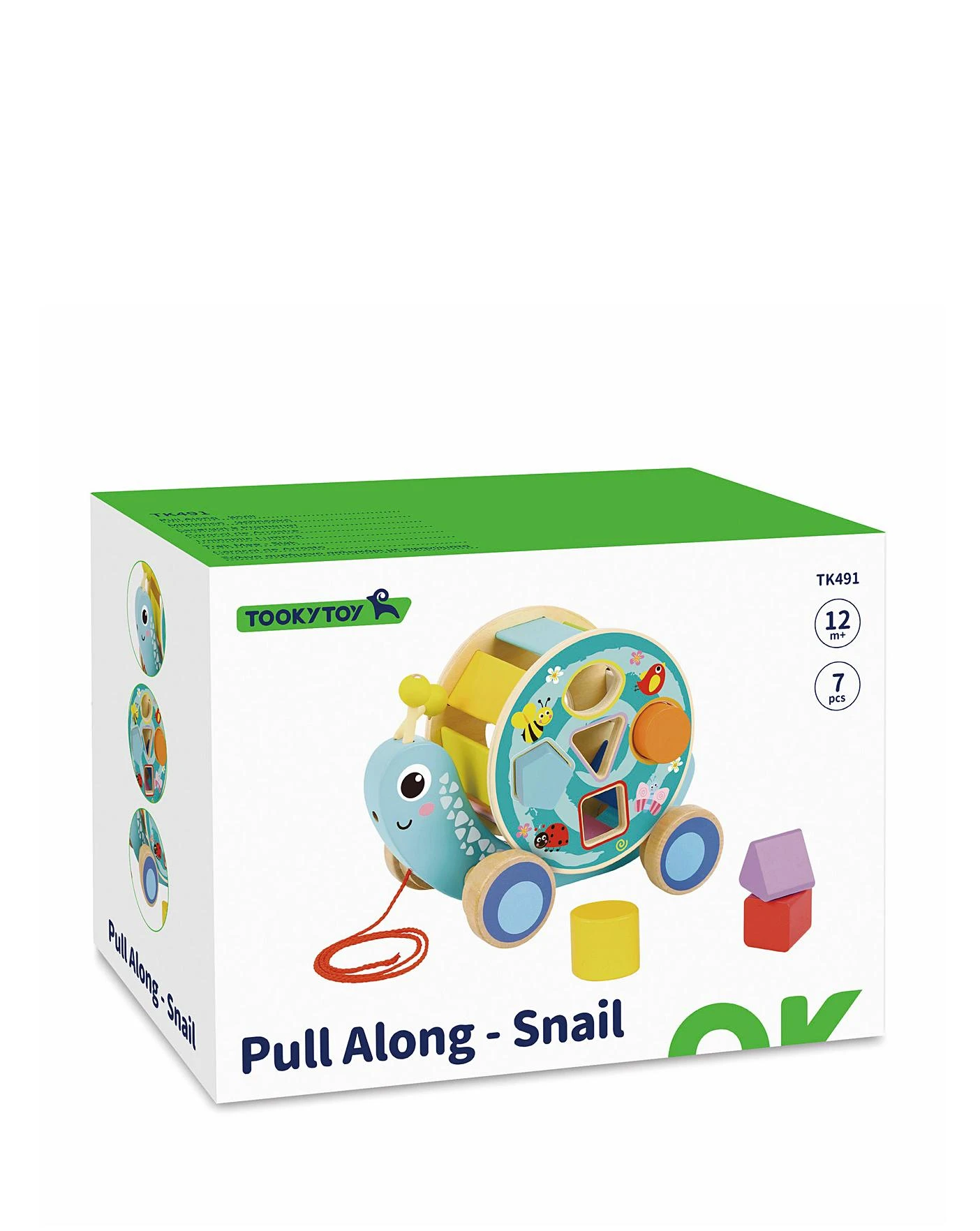 Tooky Toy Wooden Pull Along Snail 2 Tooky Toy Wooden Pull Along Snail - Image 2