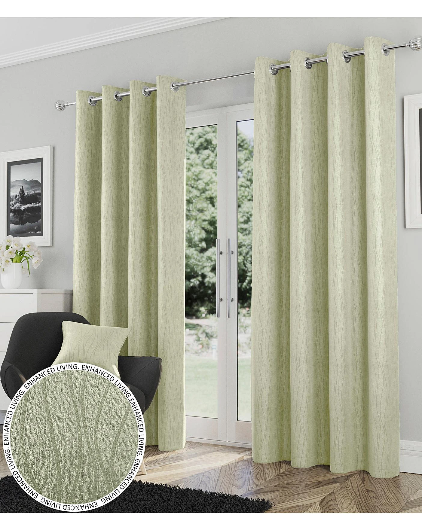 Goodwood Light Filtering Textured Embossed Eyelet Curtain 5 Goodwood Light Filtering Textured Embossed Eyelet Curtain - Image 5